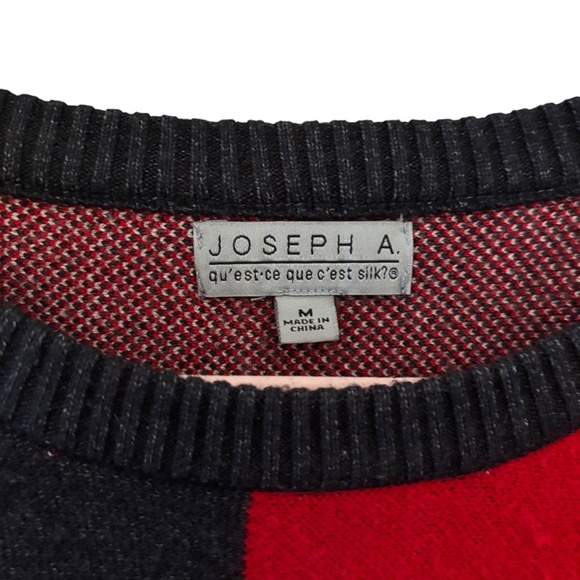 Joseph A. Colorblock Oversized Sweater Black Red Gray Medium - Picture 2 of 12